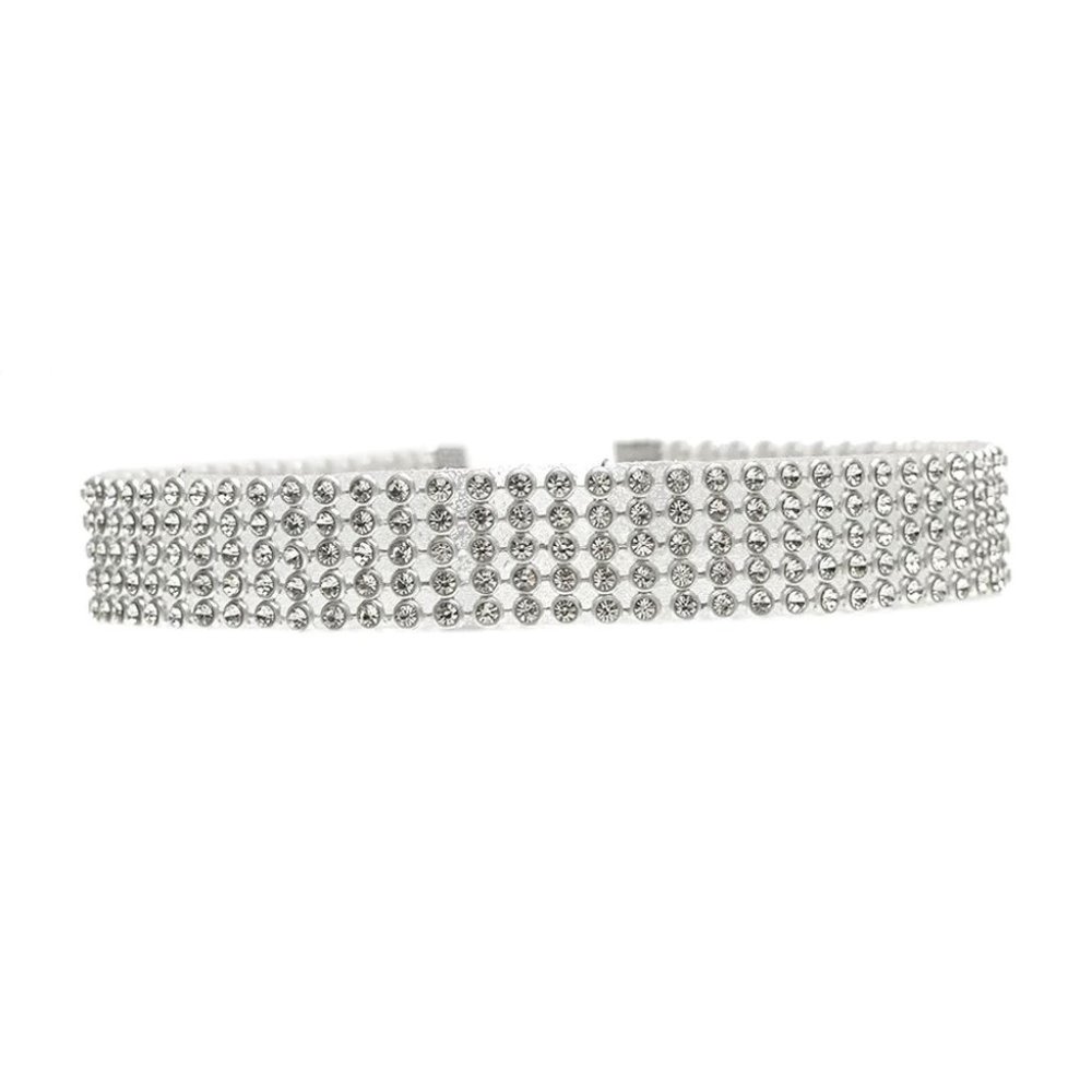 5x layered Rhinestone Choker Necklace - Picture 2 of 3
